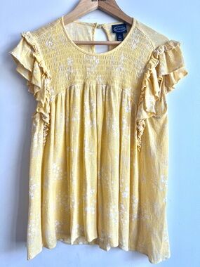 cooper & ella Yellow Floral Ruffle Sleeve Girls' Dress